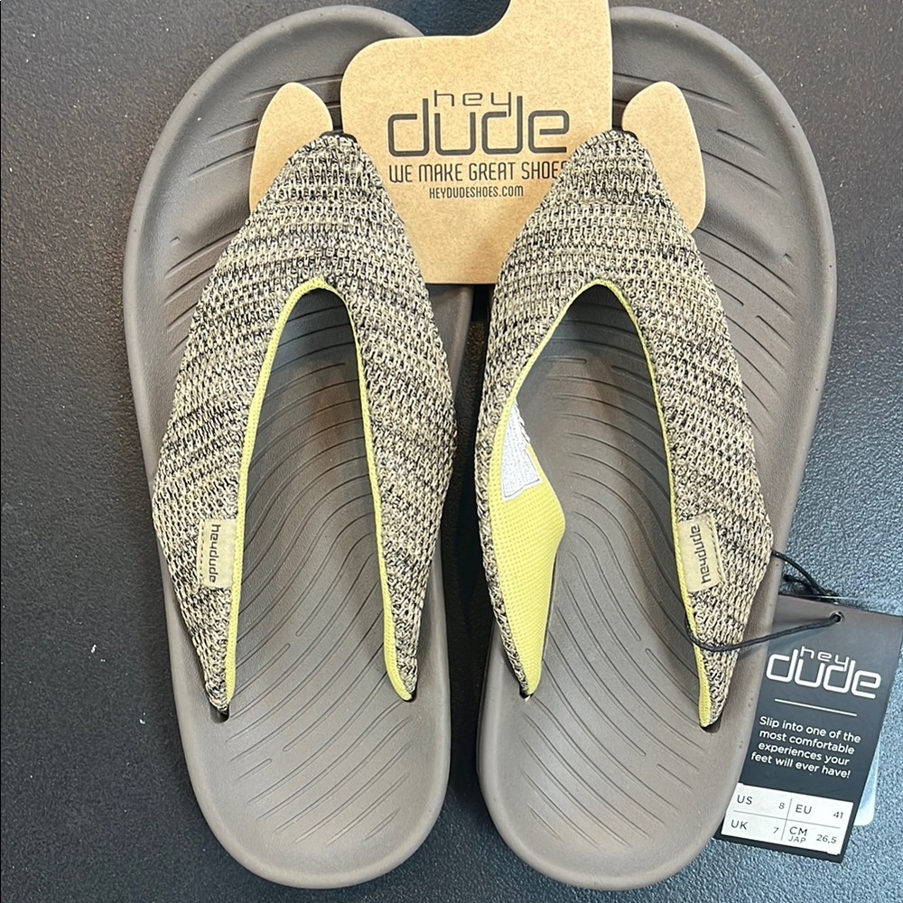 Hey Dude Textured Gray and Yellow Sandals